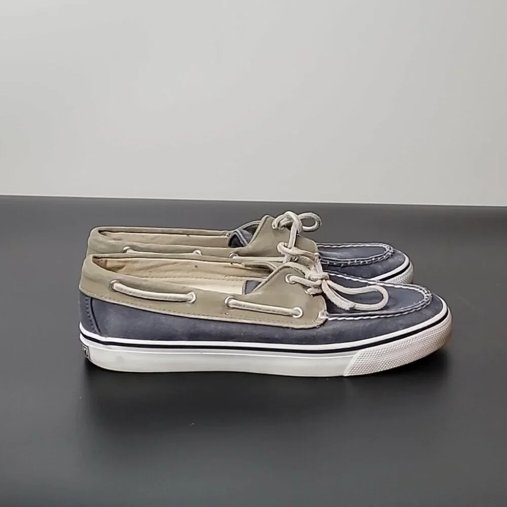 Sperry Women's Blue & Tan Canvas Boat Shoes Size 8M Casual Loafers Nautical Styl